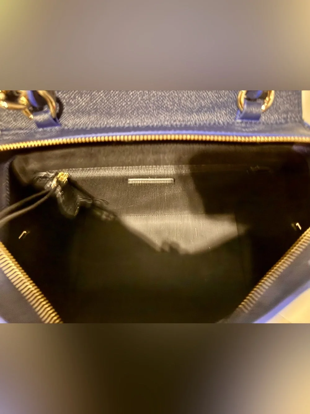 Navy Blue Leather Crossbody Satchel